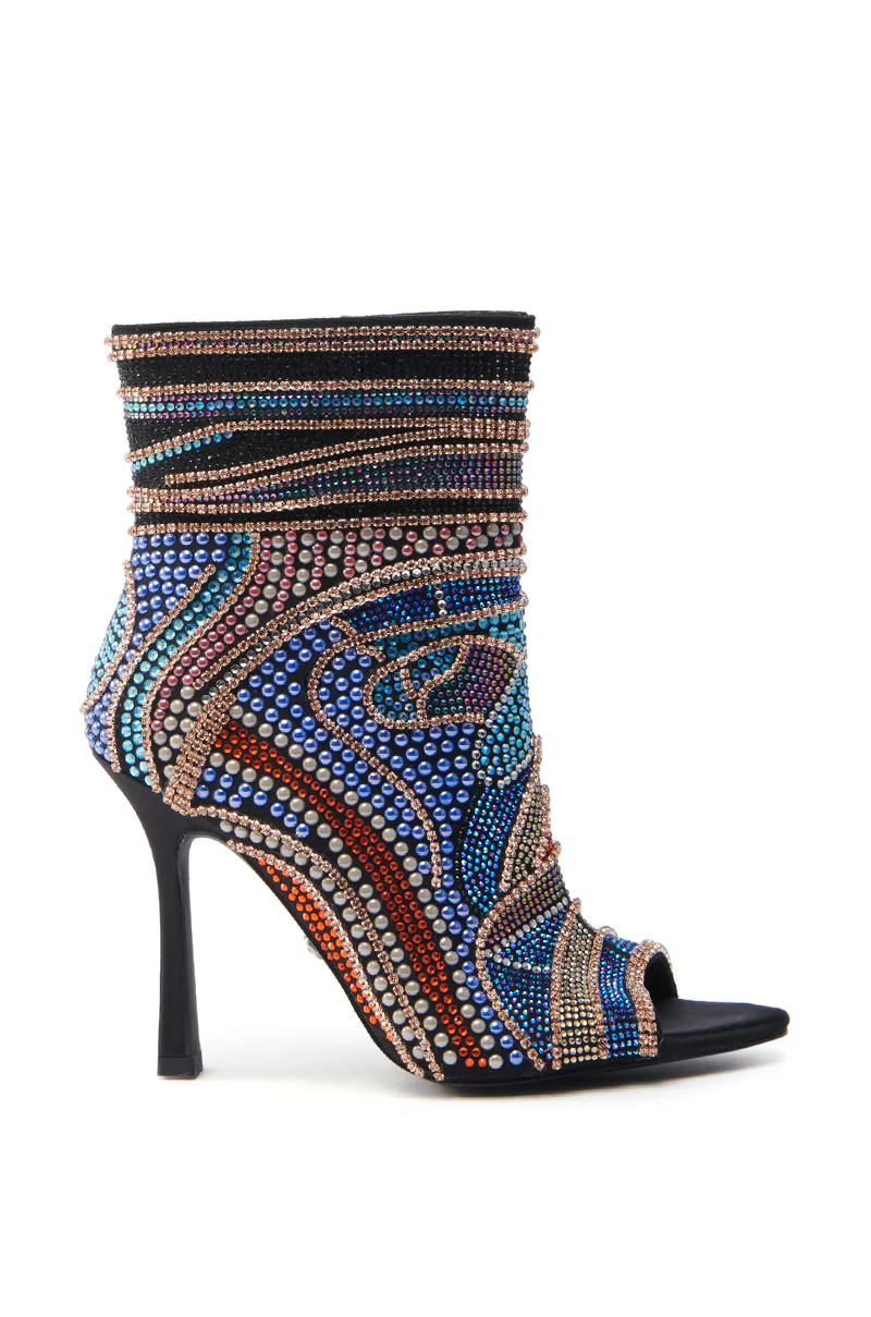 AZALEA WANG BYRE BLACK EMBELLISHED RHINESTONE OPEN TOE BOOTIE - Image 5