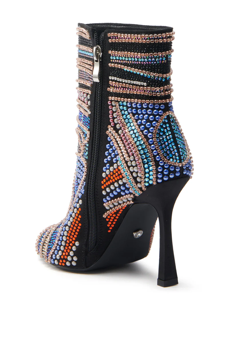 AZALEA WANG BYRE BLACK EMBELLISHED RHINESTONE OPEN TOE BOOTIE - Image 7