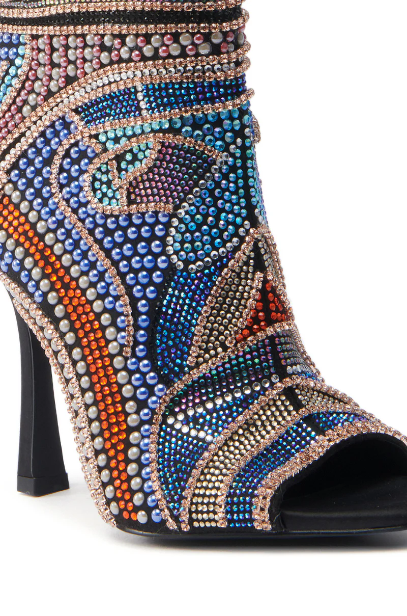 AZALEA WANG BYRE BLACK EMBELLISHED RHINESTONE OPEN TOE BOOTIE - Image 8