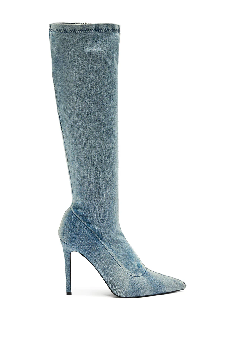 AZALEA WANG CALANA STRETCH DENIM KNEE HIGH BOOT - Image 5