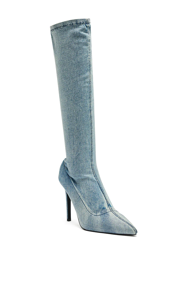 AZALEA WANG CALANA STRETCH DENIM KNEE HIGH BOOT - Image 6