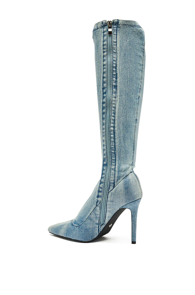 AZALEA WANG CALANA STRETCH DENIM KNEE HIGH BOOT - Image 7