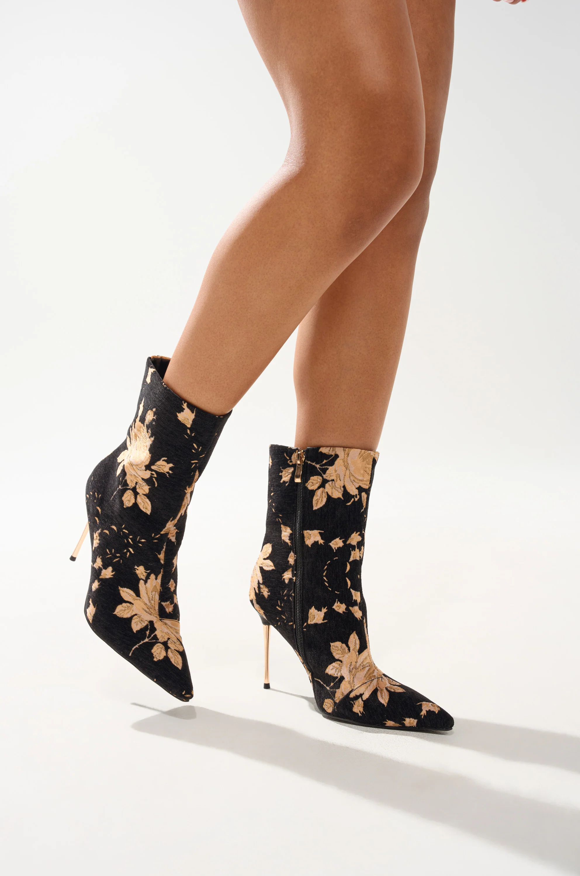 AZALEA WANG CALEAN BLACK MULTI BROCADE STILETTO BOOTIE - Image 3