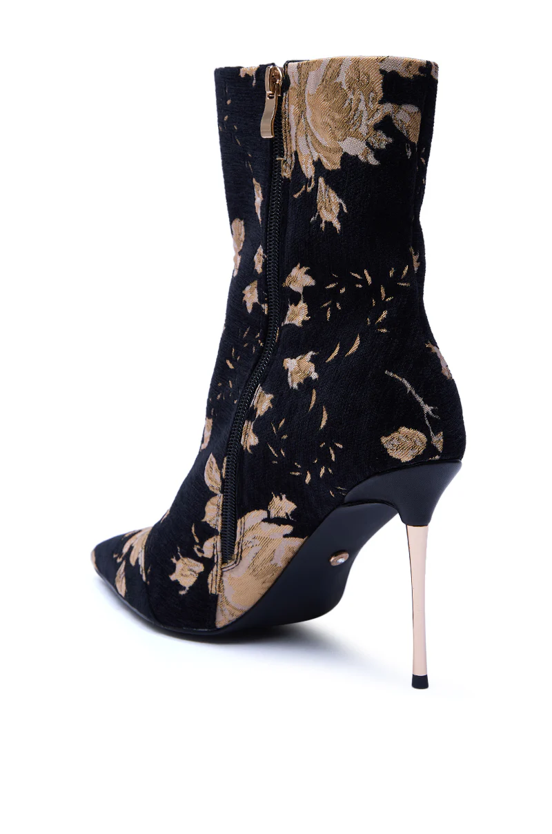 AZALEA WANG CALEAN BLACK MULTI BROCADE STILETTO BOOTIE - Image 6