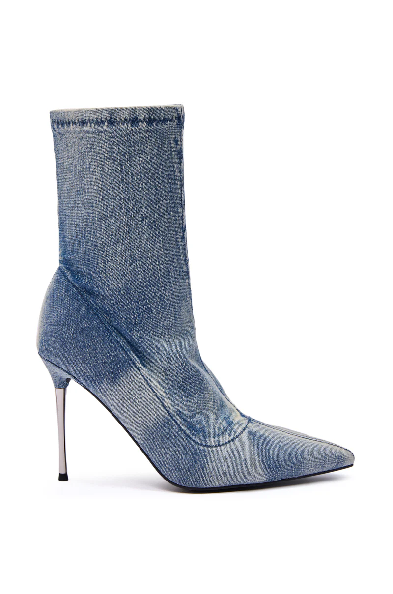 AZALEA WANG CALEANA DENIM STILETTO BOOTIE - Image 4