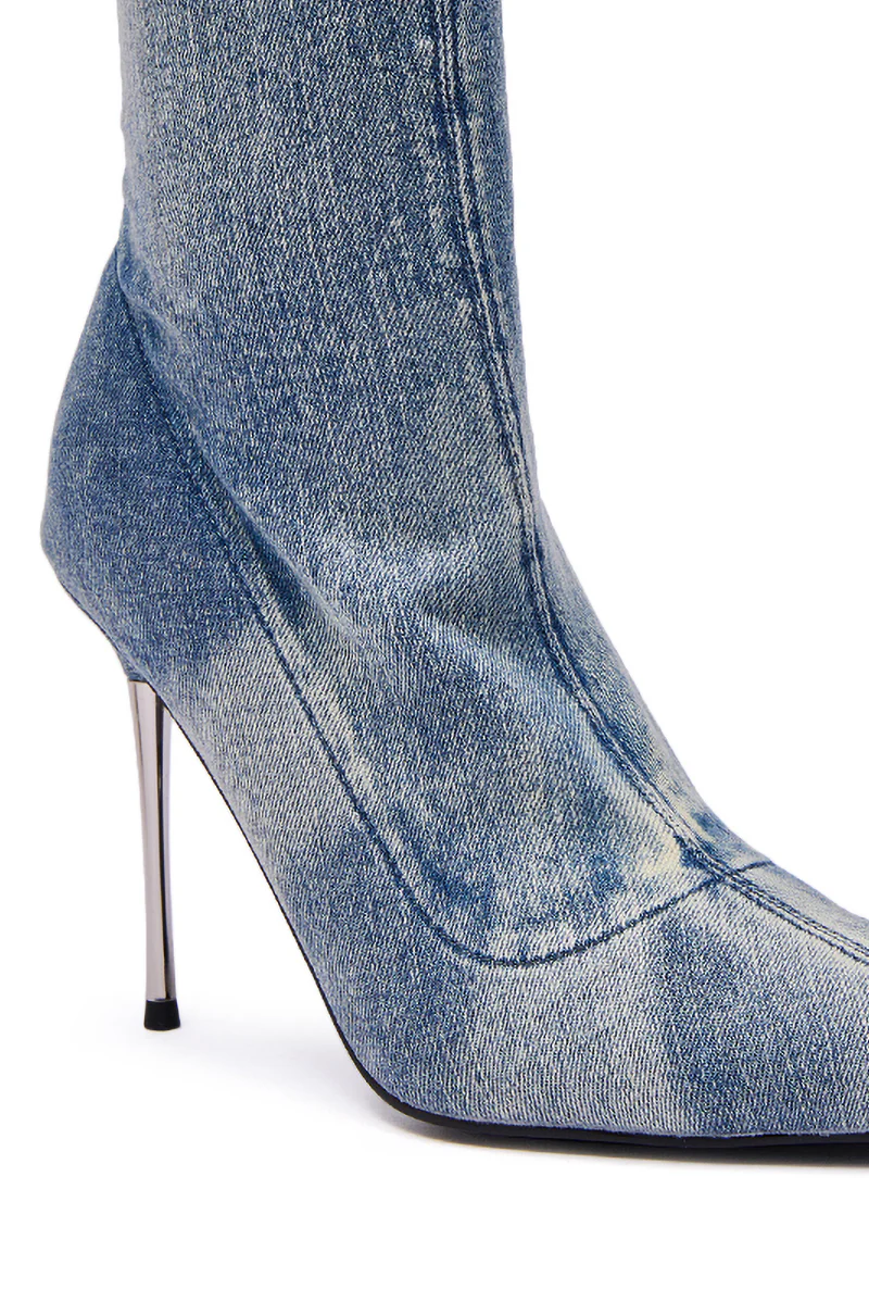 AZALEA WANG CALEANA DENIM STILETTO BOOTIE - Image 7