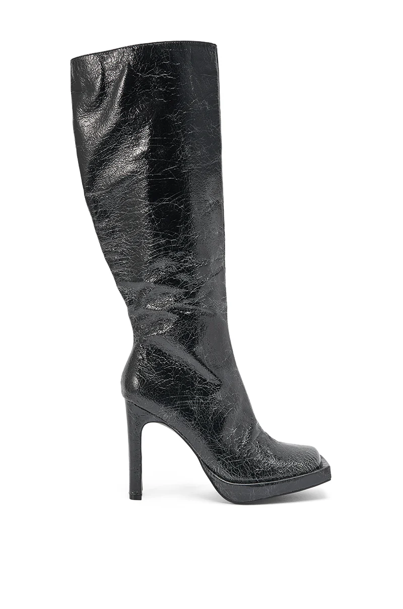 AZALEA WANG CANCER BLACK DRESSY CHUNKY HEEL BOOT - Image 3