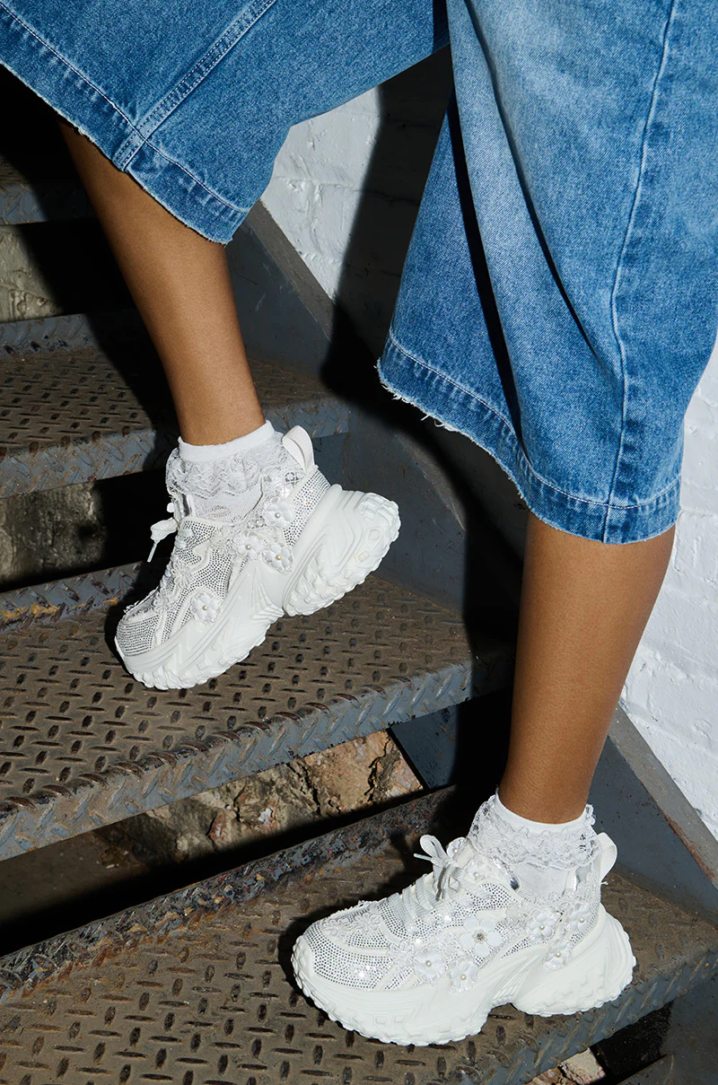 AZALEA WANG CANISH WHITE EMBELLISHED SNEAKER - Image 2