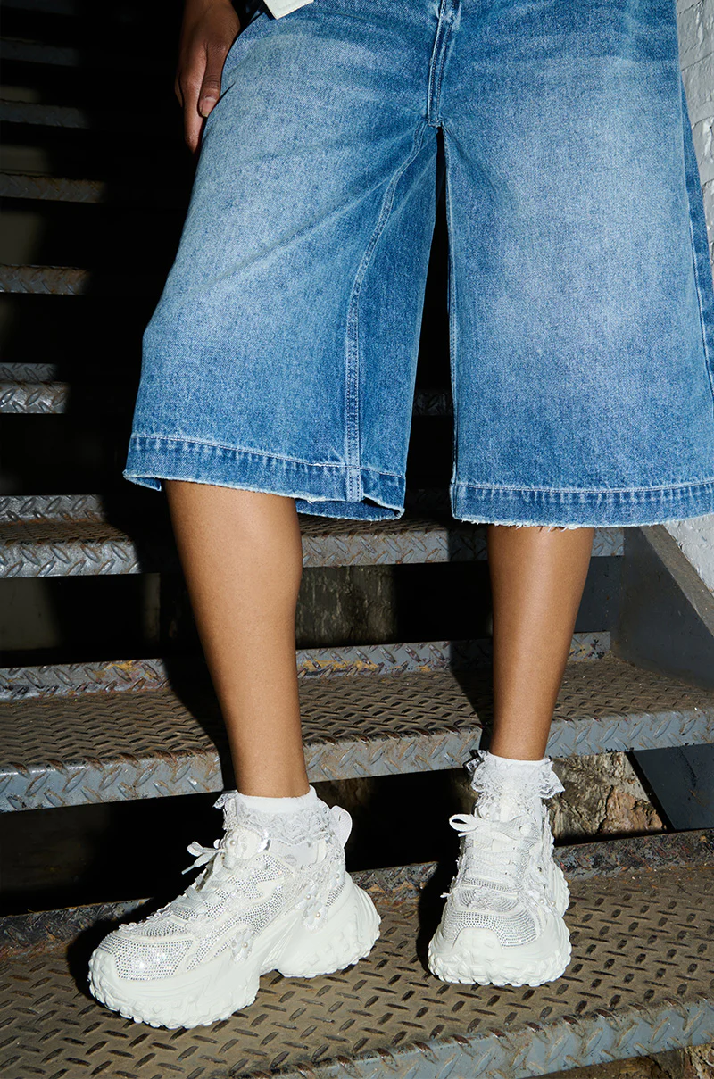 AZALEA WANG CANISH WHITE EMBELLISHED SNEAKER - Image 8