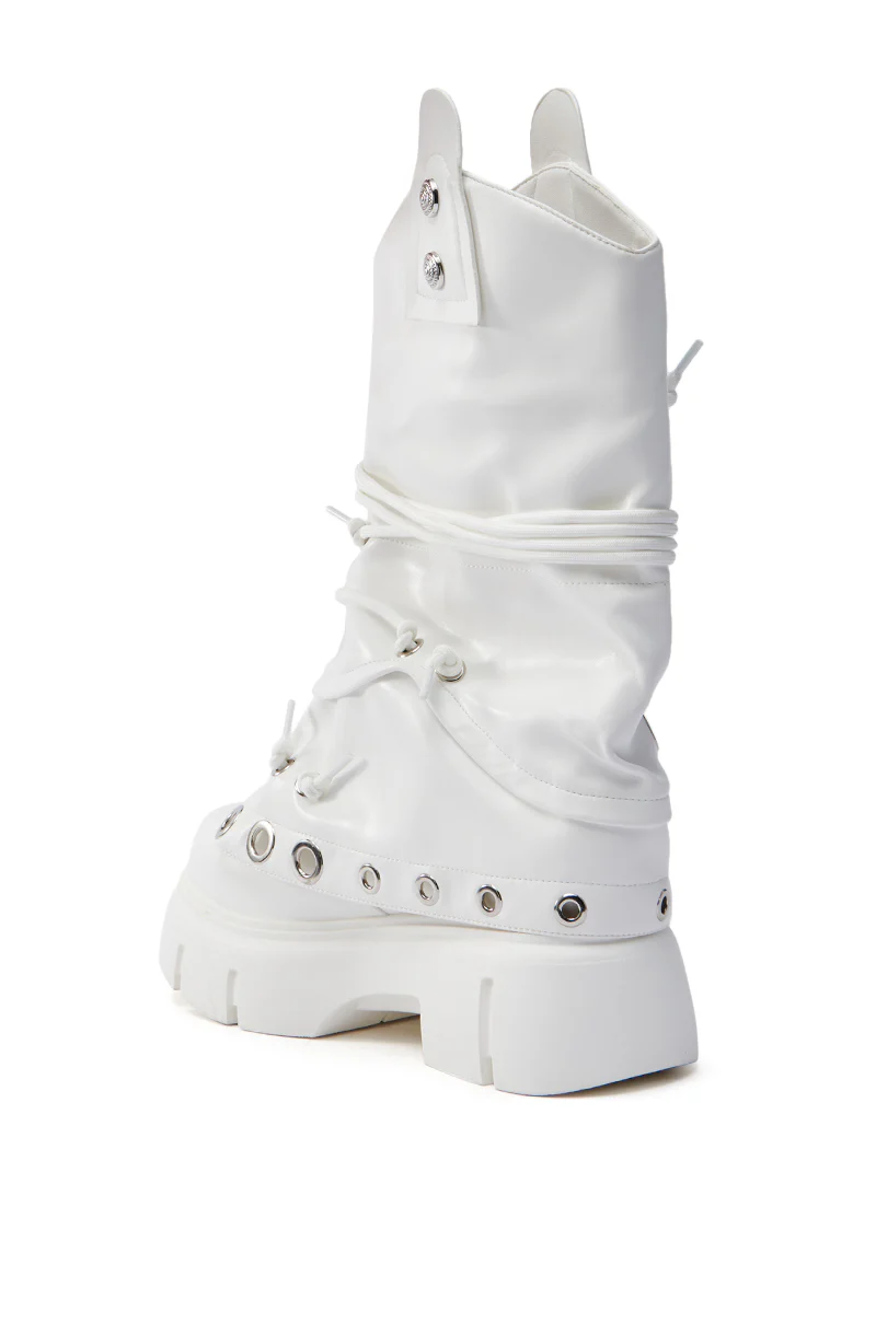 AZALEA WANG CAPIRE WHITE CINCHING COMBAT BOOTIE - Image 6