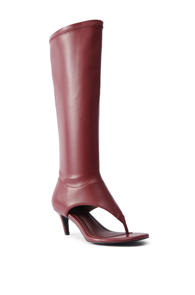 AZALEA WANG CECILE BURGUNDY SANDAL - Image 4