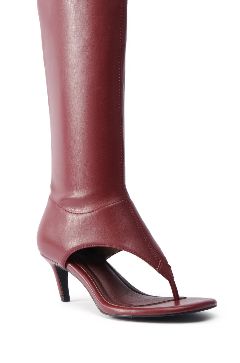 AZALEA WANG CECILE BURGUNDY SANDAL - Image 6