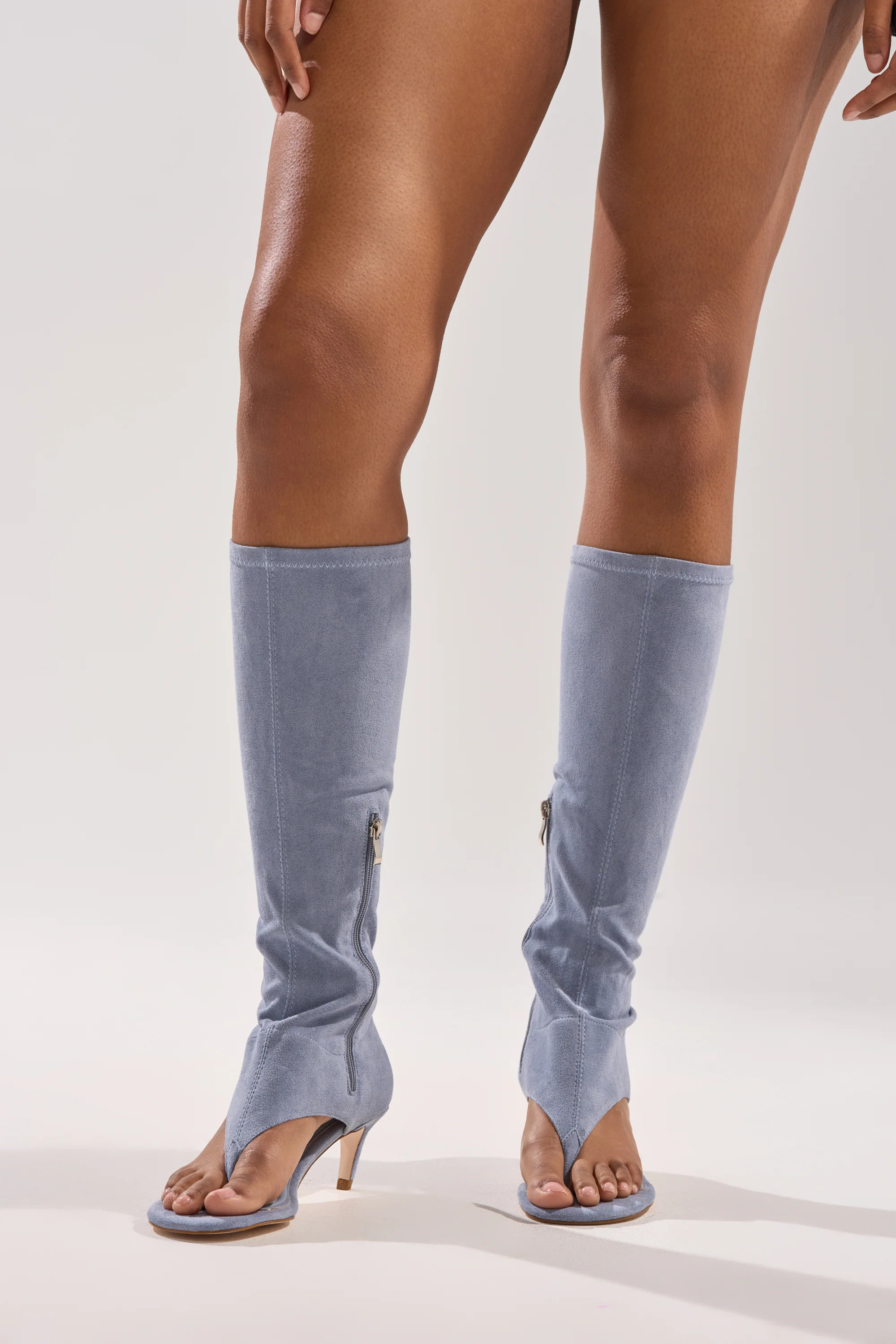 AZALEA WANG CECILE LIGHT BLUE FAUX SUEDE SANDAL - Image 2