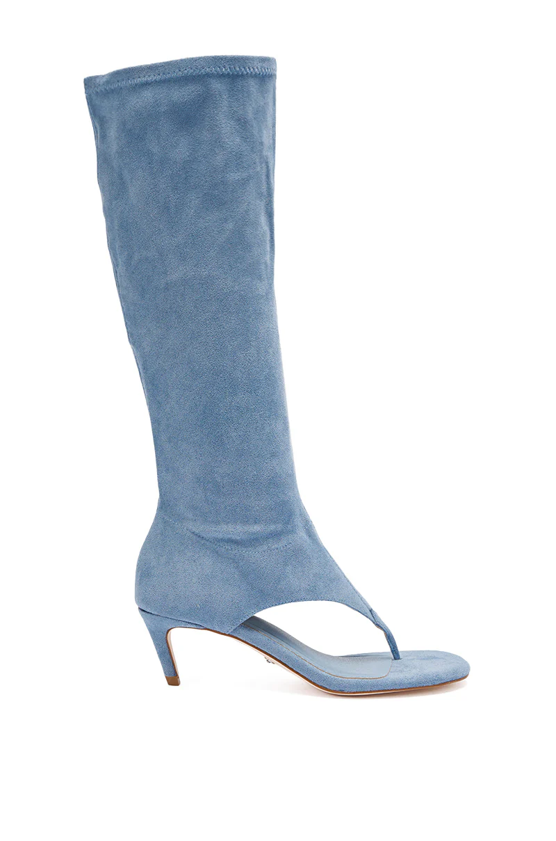 AZALEA WANG CECILE LIGHT BLUE FAUX SUEDE SANDAL - Image 3