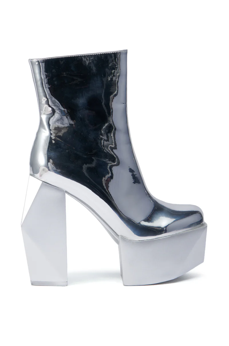 AZALEA WANG CELLINA CHROME SILVER BOOTIE - Image 3