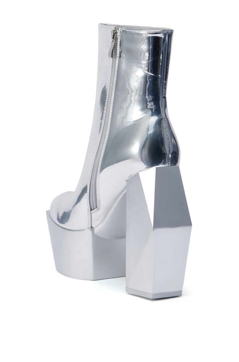 AZALEA WANG CELLINA CHROME SILVER BOOTIE - Image 5