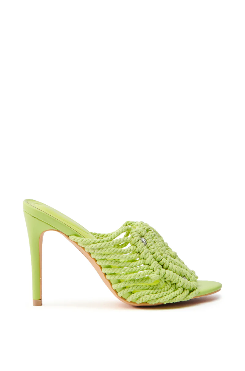 AZALEA WANG CERES LIME ROPE WITH RHINESTONE BEADS SANDAL - Image 2