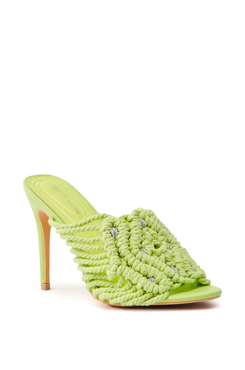 AZALEA WANG CERES LIME ROPE WITH RHINESTONE BEADS SANDAL - Image 3