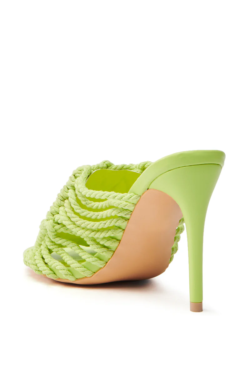 AZALEA WANG CERES LIME ROPE WITH RHINESTONE BEADS SANDAL - Image 4