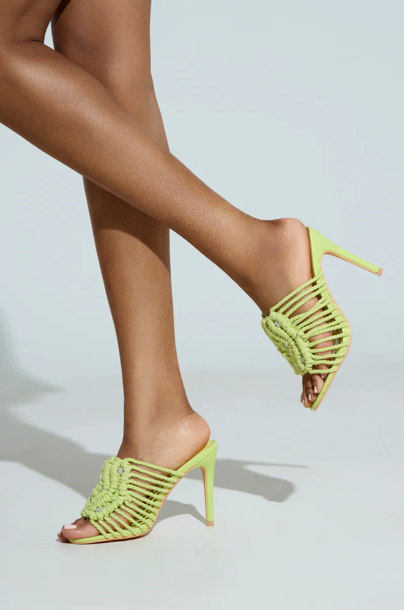 AZALEA WANG CERES LIME ROPE WITH RHINESTONE BEADS SANDAL - Image 6