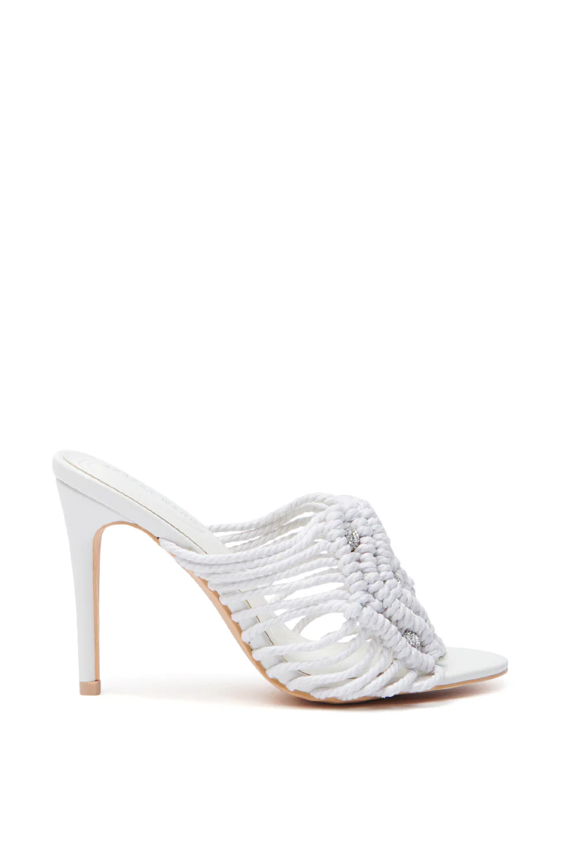 AZALEA WANG CERES WHITE ROPE WITH RHINESTONE BEADS SANDAL - Image 2