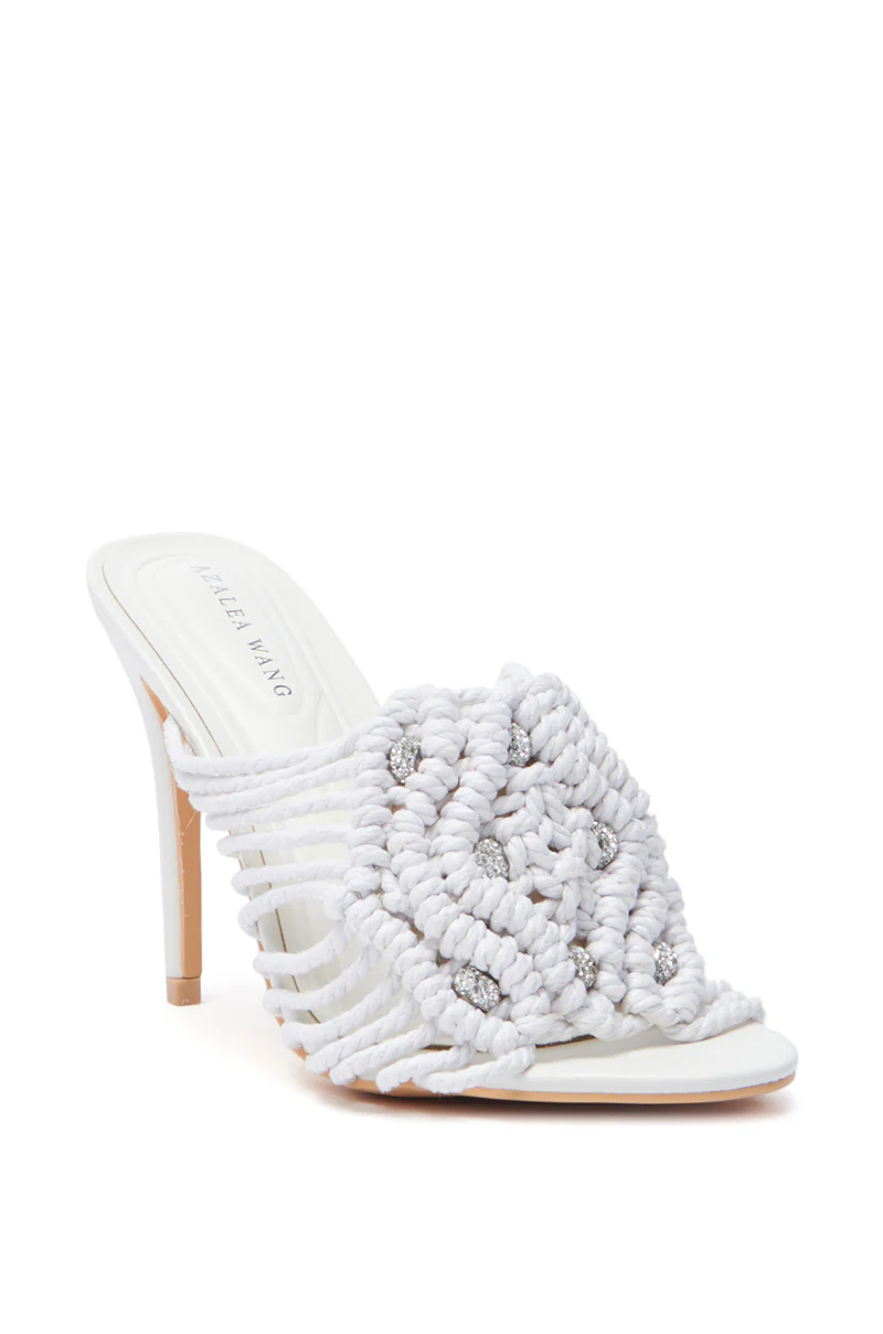 AZALEA WANG CERES WHITE ROPE WITH RHINESTONE BEADS SANDAL - Image 3