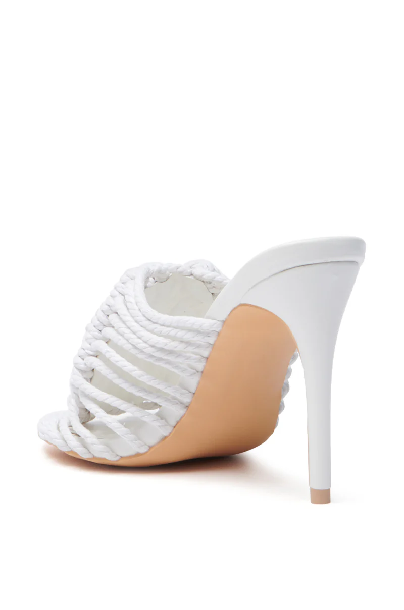 AZALEA WANG CERES WHITE ROPE WITH RHINESTONE BEADS SANDAL - Image 4