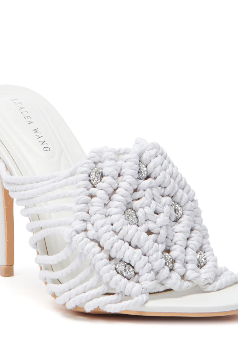 AZALEA WANG CERES WHITE ROPE WITH RHINESTONE BEADS SANDAL - Image 5