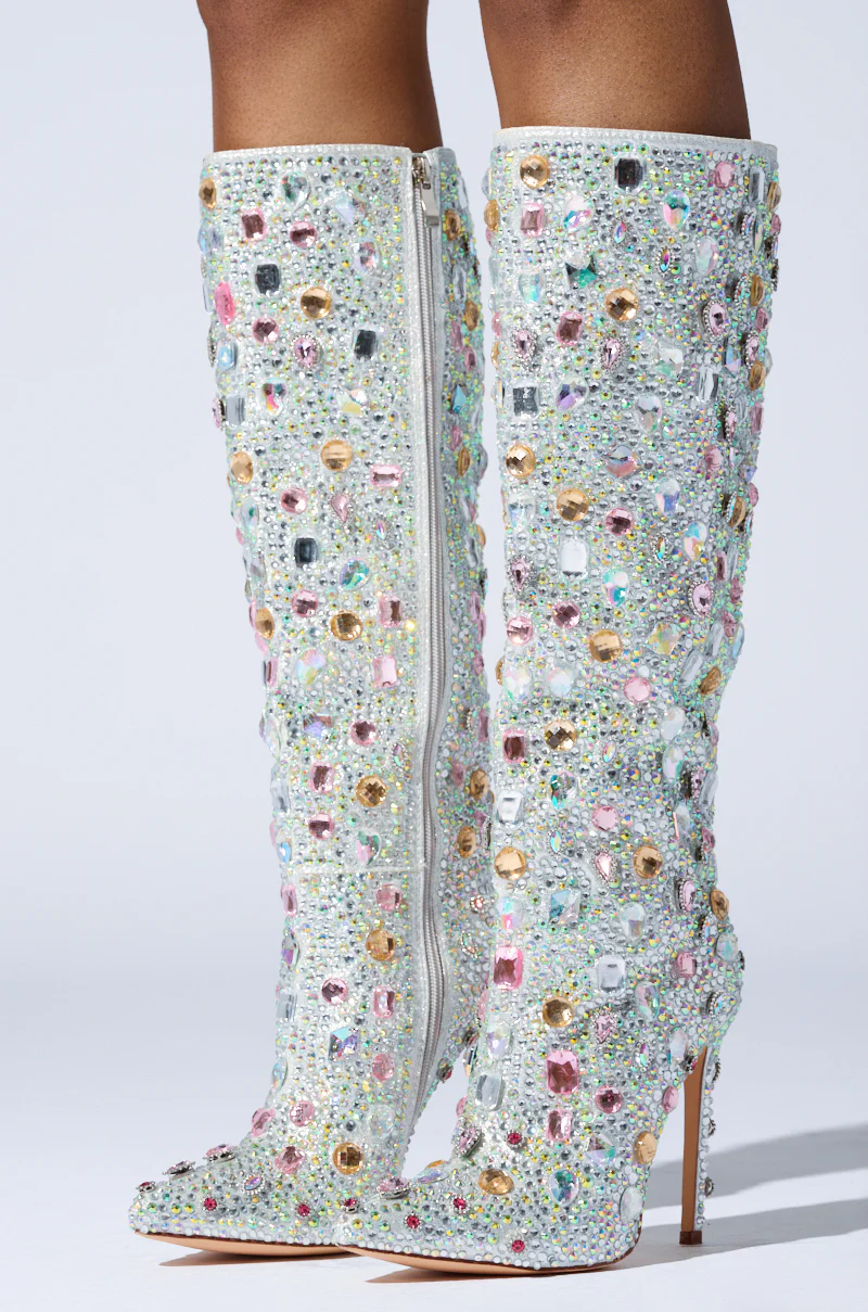 AZALEA WANG LAMARCA RHINESTONE COVERED BOOT IN PINK - Image 4