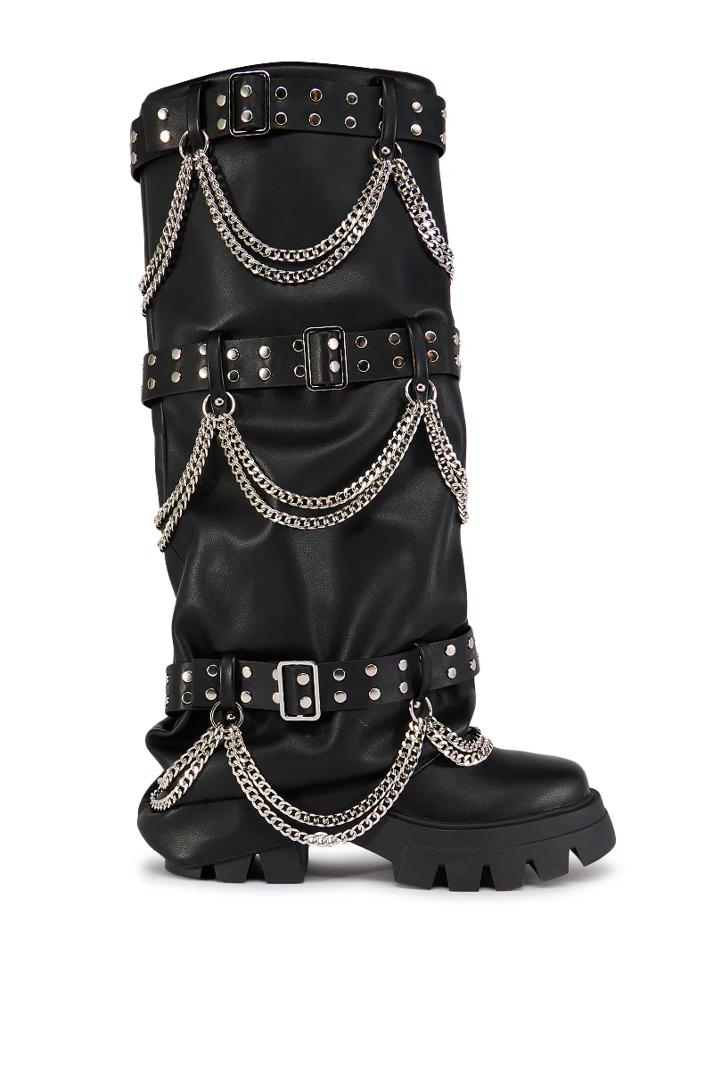 AZALEA WANG CHANDRA BLACK SILVER HARDWARE BOOT - Image 3