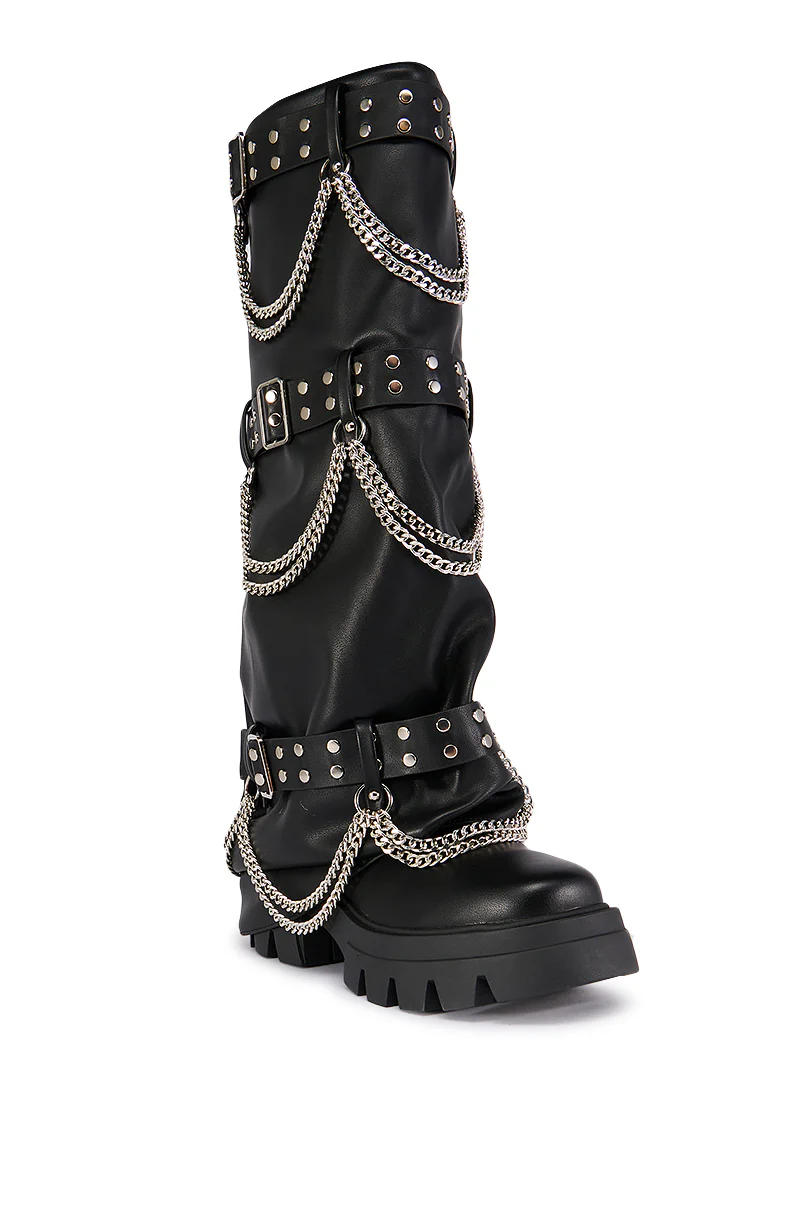 AZALEA WANG CHANDRA BLACK SILVER HARDWARE BOOT - Image 4