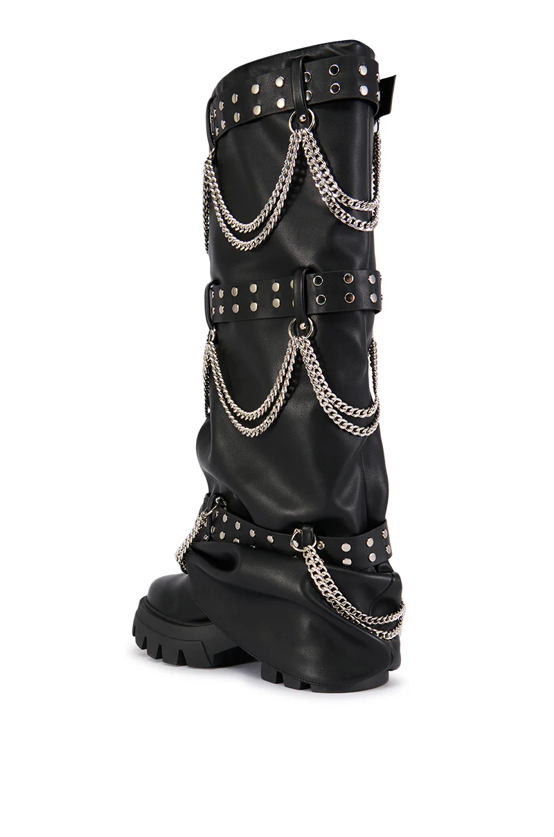 AZALEA WANG CHANDRA BLACK SILVER HARDWARE BOOT - Image 5