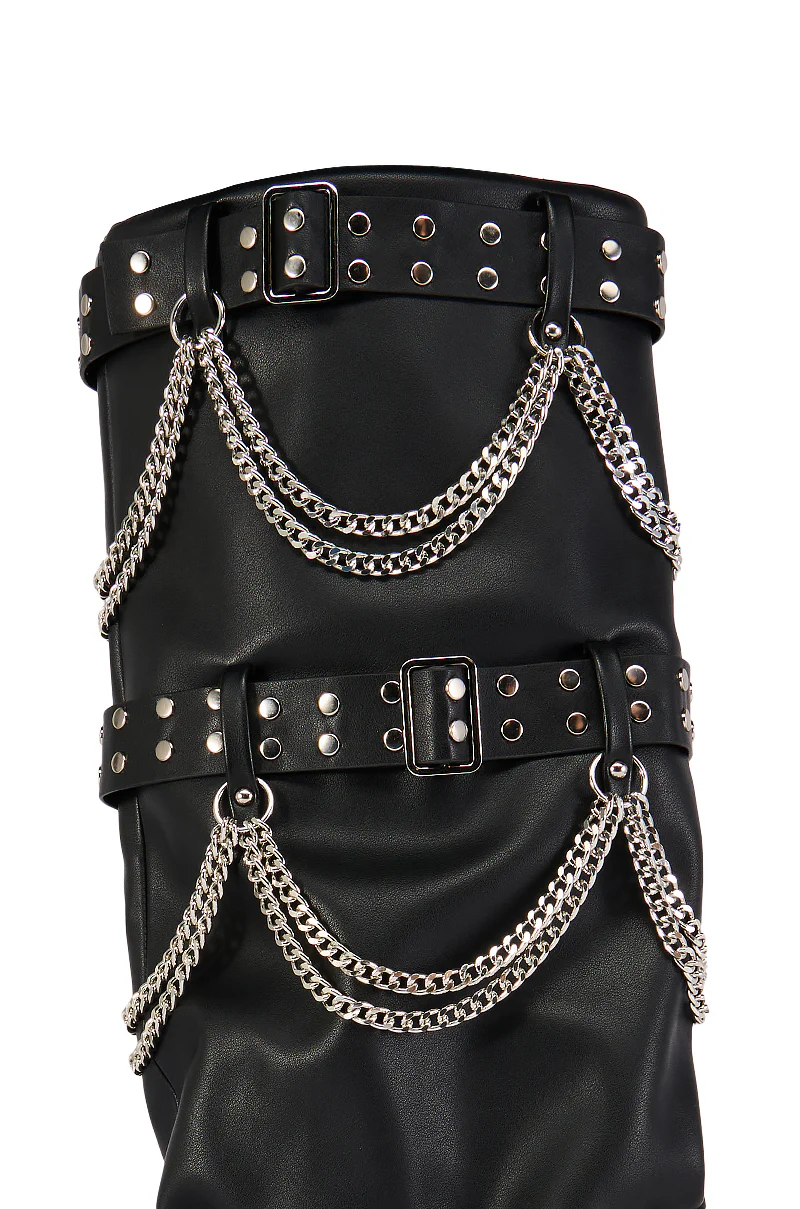AZALEA WANG CHANDRA BLACK SILVER HARDWARE BOOT - Image 6