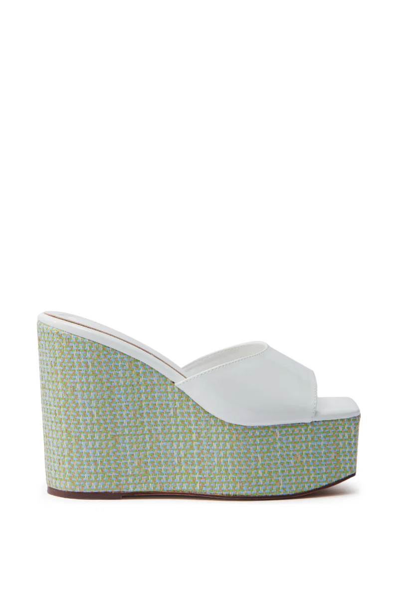 AZALEA WANG CHANDRIA WHITE TWEED WEDGE SANDAL - Image 4