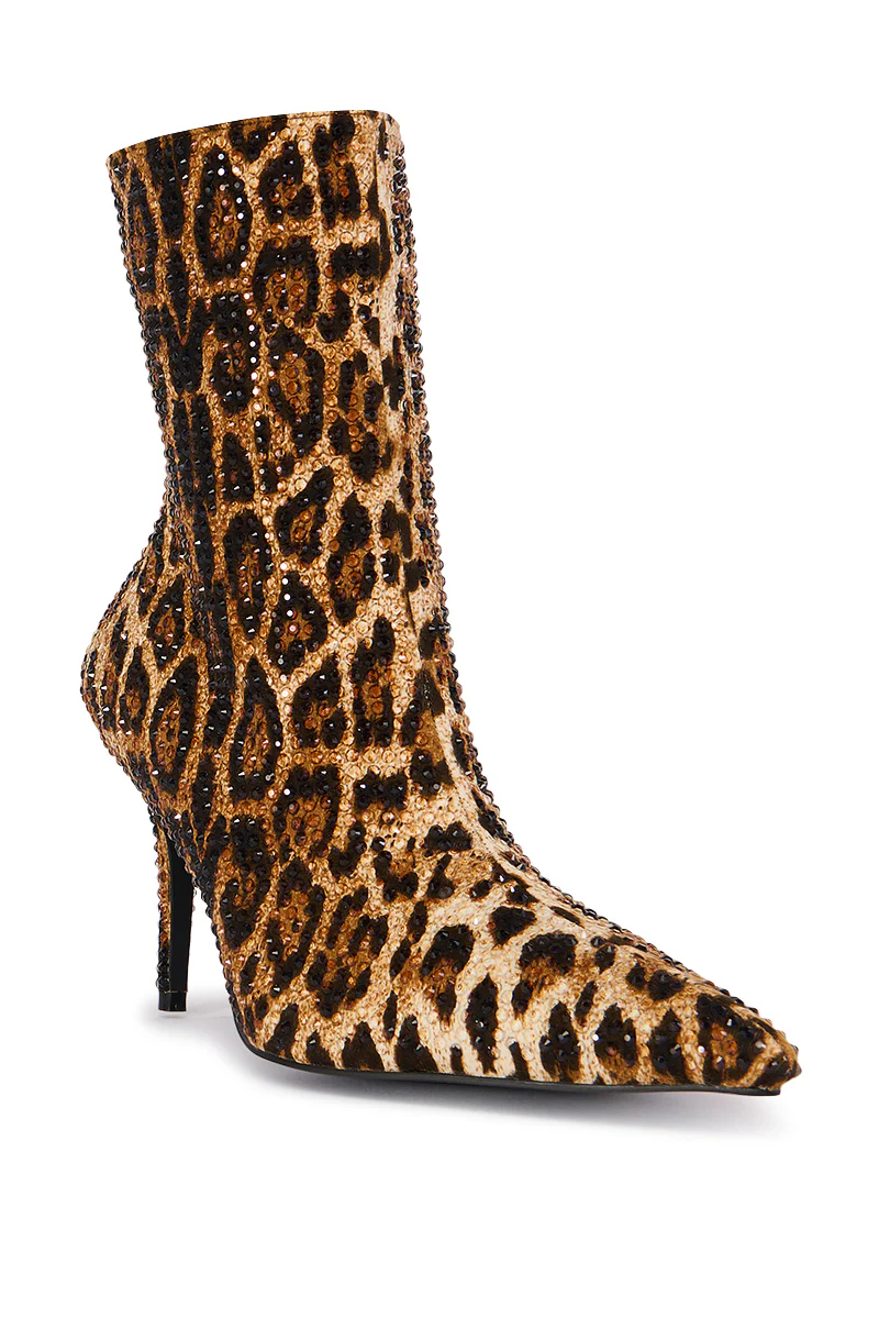 AZALEA WANG CHAUNDRA CHEETAH STILETTO RHINESTONE BOOTIE - Image 3