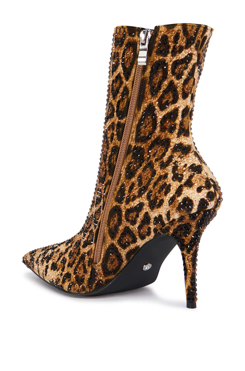 AZALEA WANG CHAUNDRA CHEETAH STILETTO RHINESTONE BOOTIE - Image 4