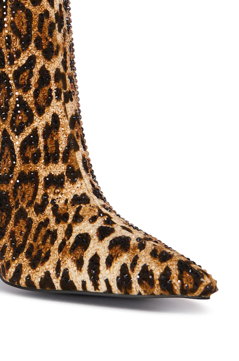 AZALEA WANG CHAUNDRA CHEETAH STILETTO RHINESTONE BOOTIE - Image 5