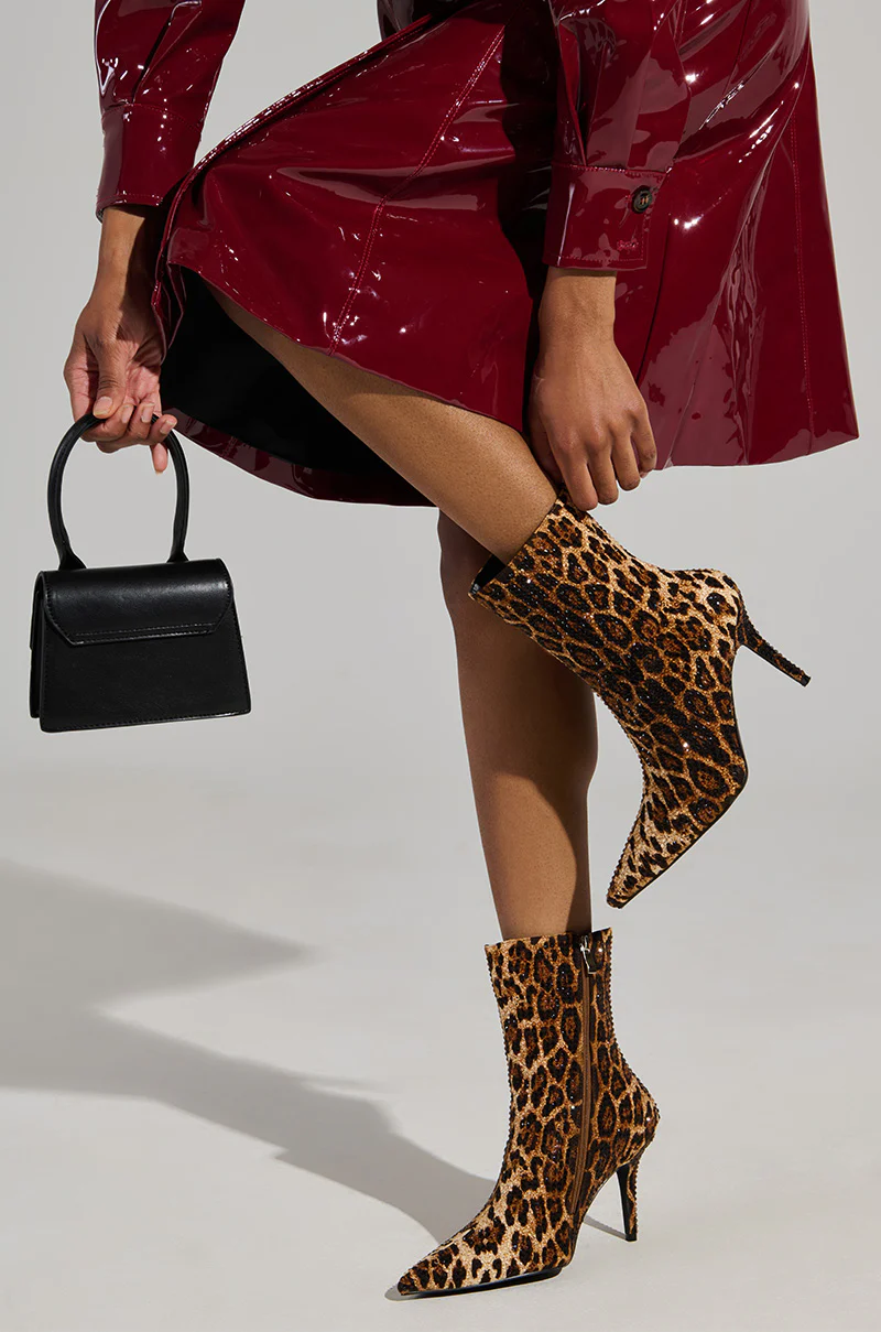AZALEA WANG CHAUNDRA LEOPARD EMBELLISHED STILETTO BOOTIE - Image 3