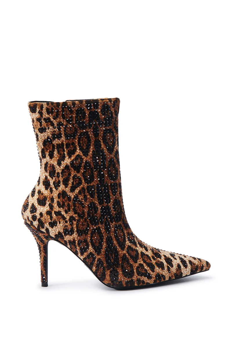 AZALEA WANG CHAUNDRA LEOPARD EMBELLISHED STILETTO BOOTIE - Image 4
