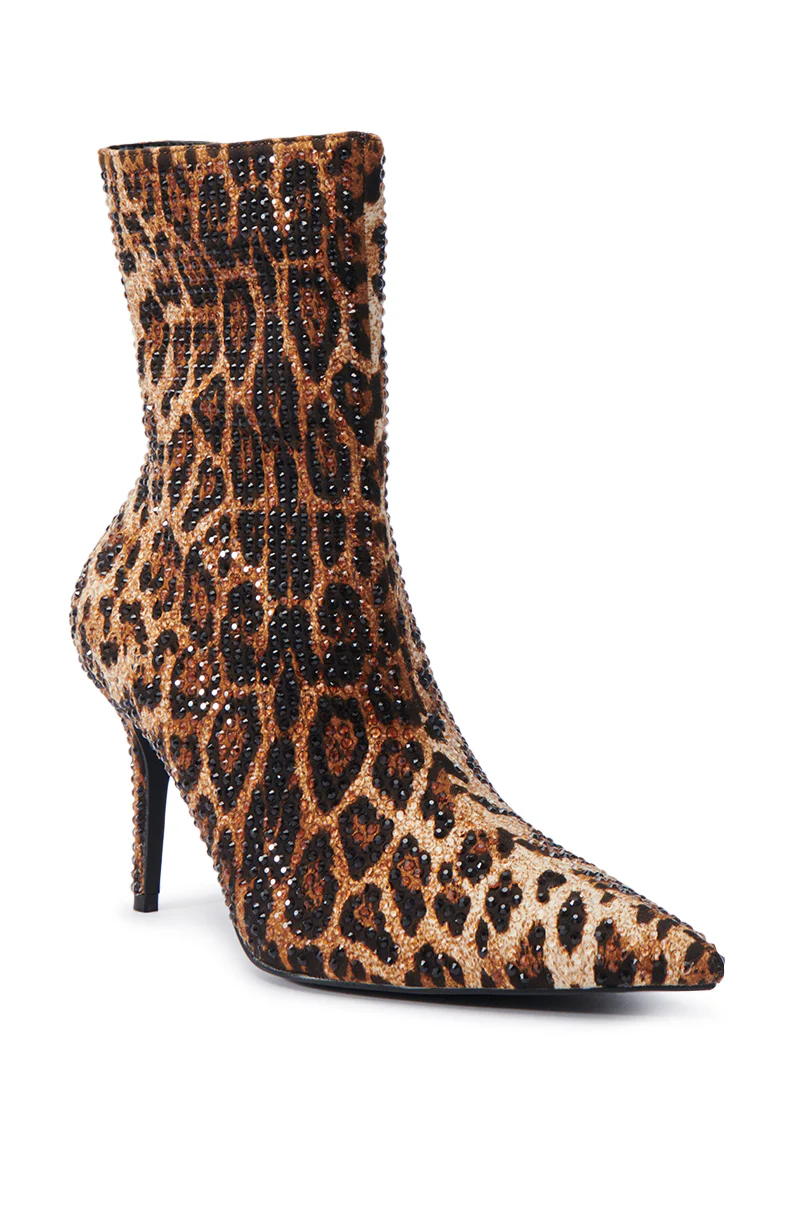 AZALEA WANG CHAUNDRA LEOPARD EMBELLISHED STILETTO BOOTIE - Image 5