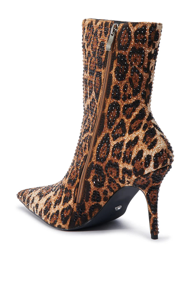 AZALEA WANG CHAUNDRA LEOPARD EMBELLISHED STILETTO BOOTIE - Image 6