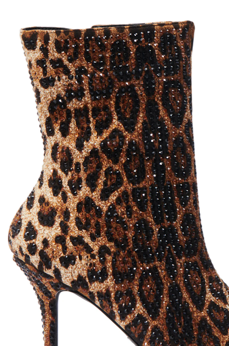 AZALEA WANG CHAUNDRA LEOPARD EMBELLISHED STILETTO BOOTIE - Image 7