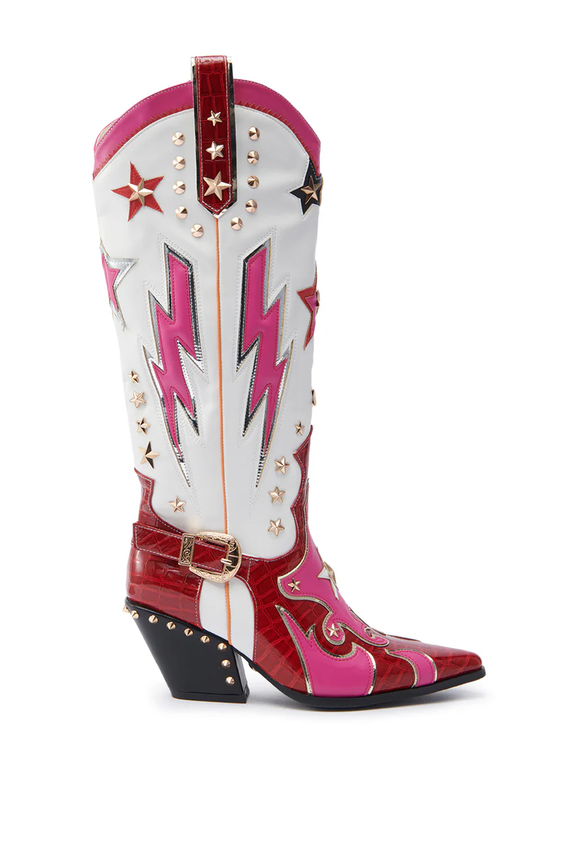 AZALEA WANG CHEONA RED MULTI WESTERN BOOT - Image 4