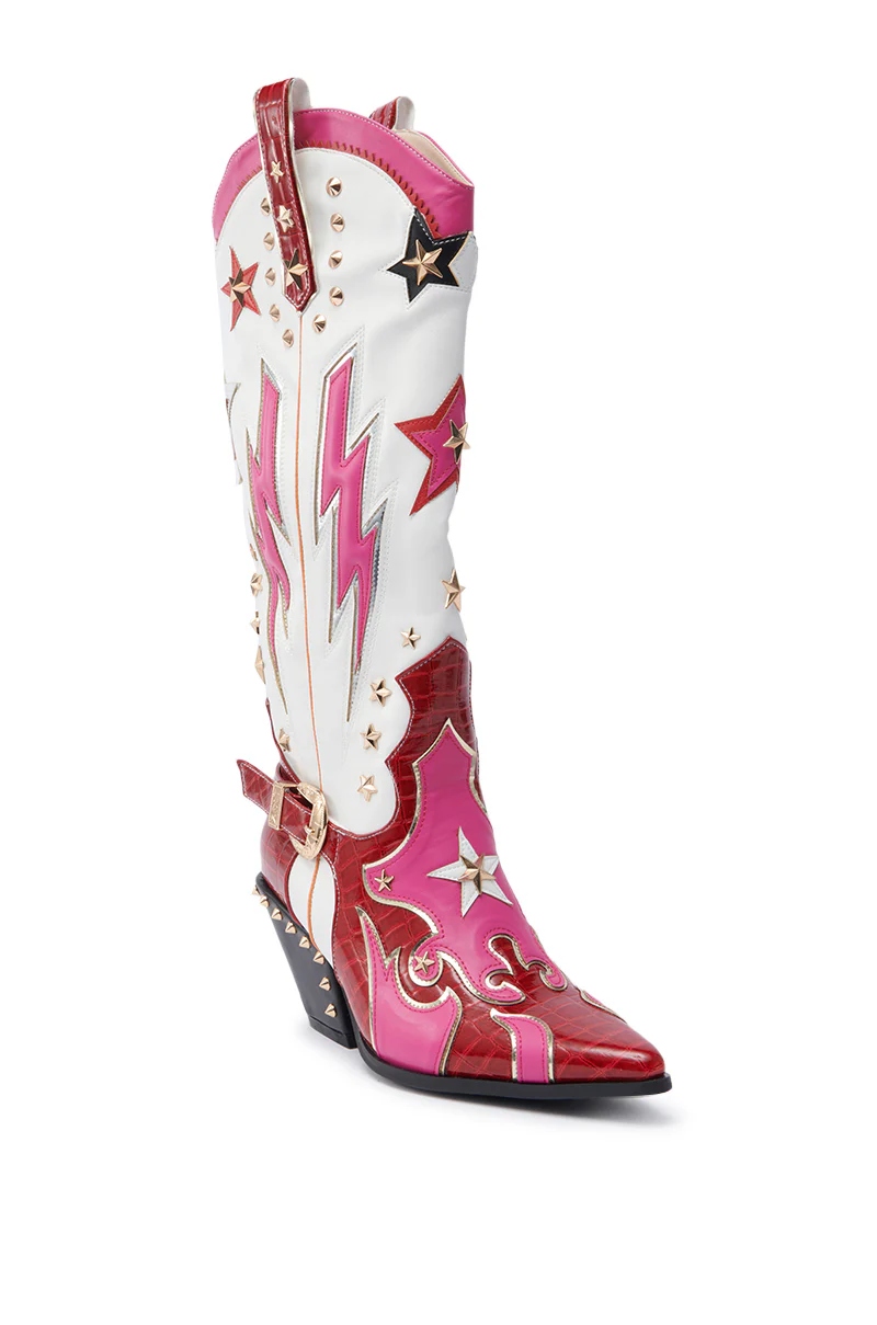 AZALEA WANG CHEONA RED MULTI WESTERN BOOT - Image 5