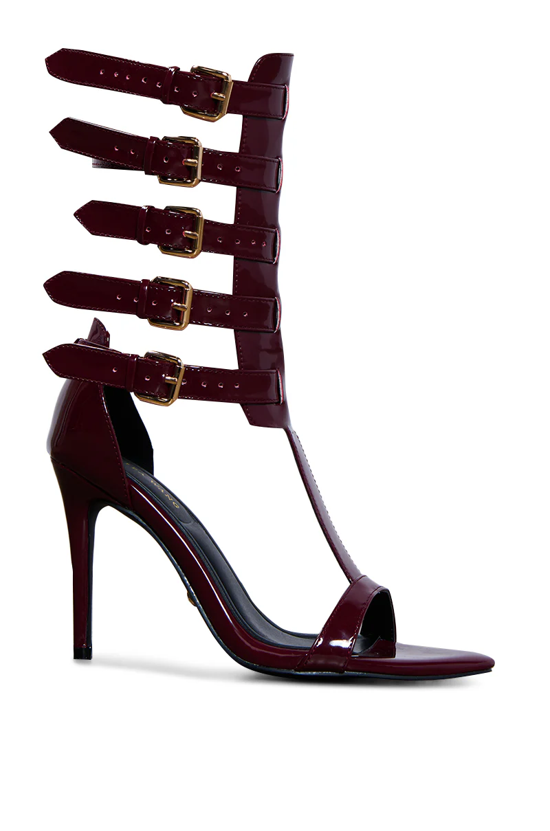 AZALEA WANG CHERELL BURGUNDY SANDAL - Image 3