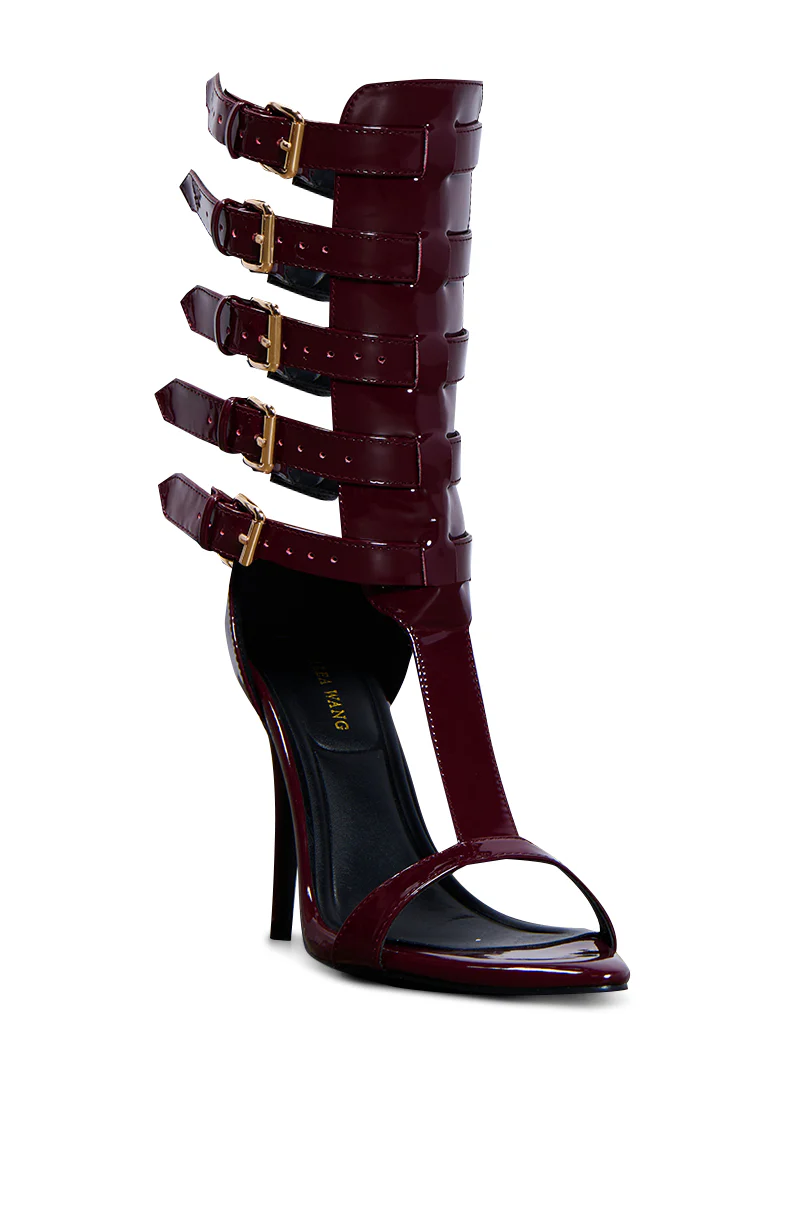 AZALEA WANG CHERELL BURGUNDY SANDAL - Image 4