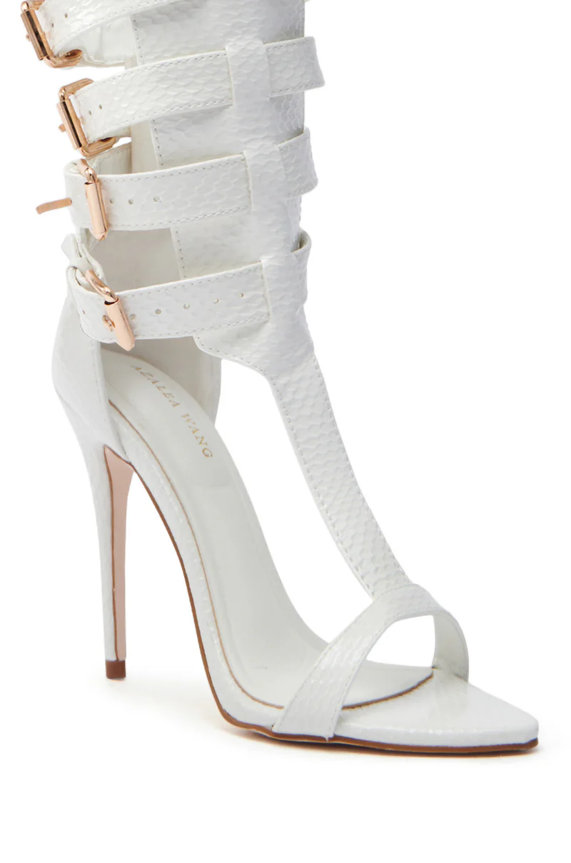 AZALEA WANG CHERELL WHITE GLADIATOR SANDAL STILETTO - Image 7