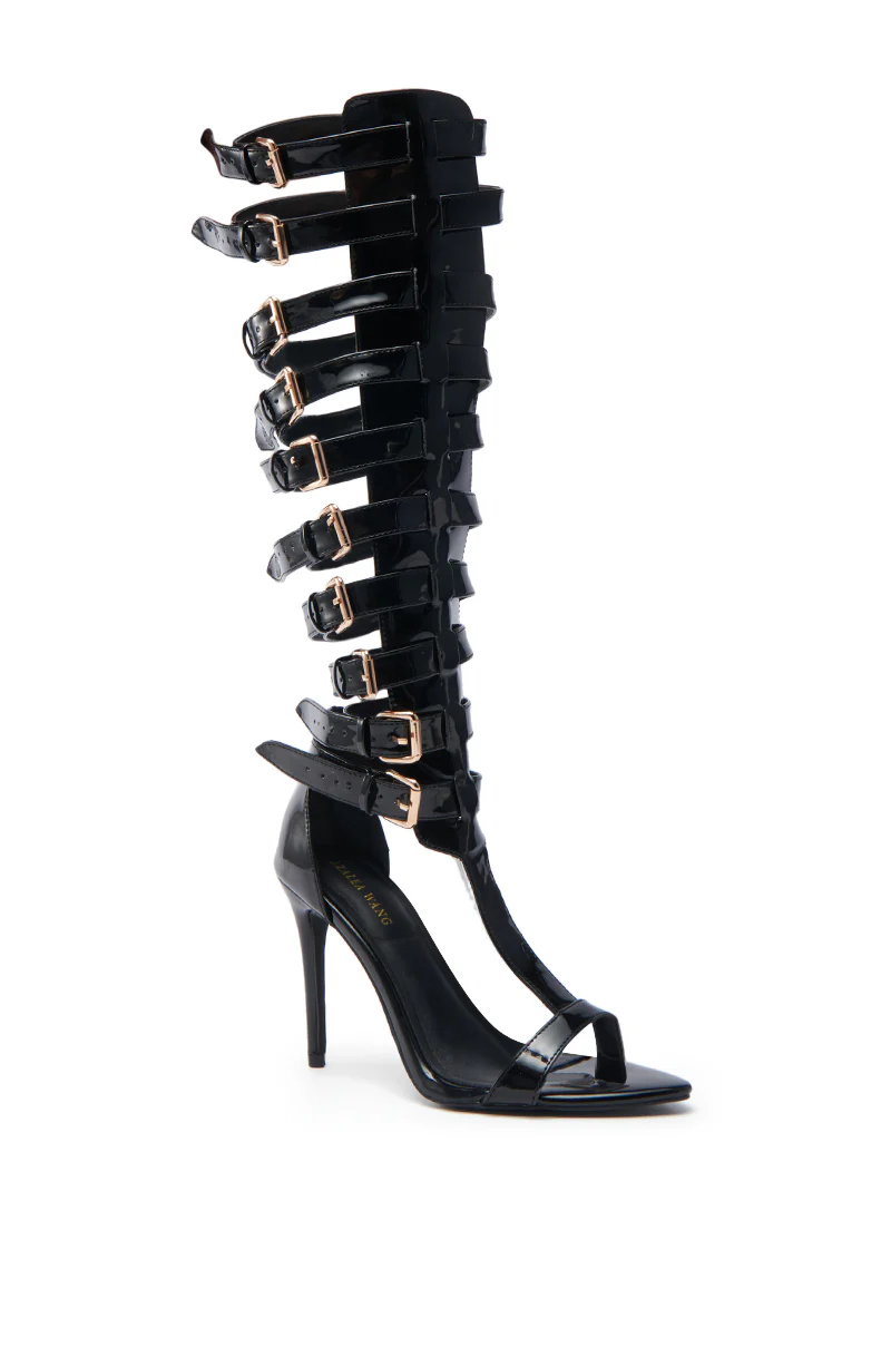AZALEA WANG CHRELLI BLACK OVER THE KNEE SANDAL - Image 4