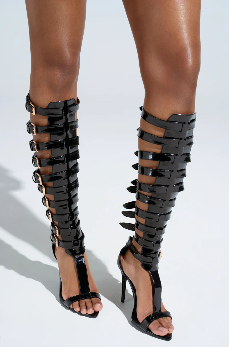AZALEA WANG CHRELLI BLACK OVER THE KNEE SANDAL - Image 7