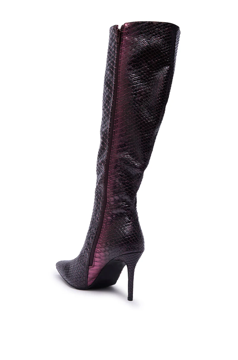 AZALEA WANG CHERICE PURPLE SNAKESKIN STILETTO BOOT - Image 6